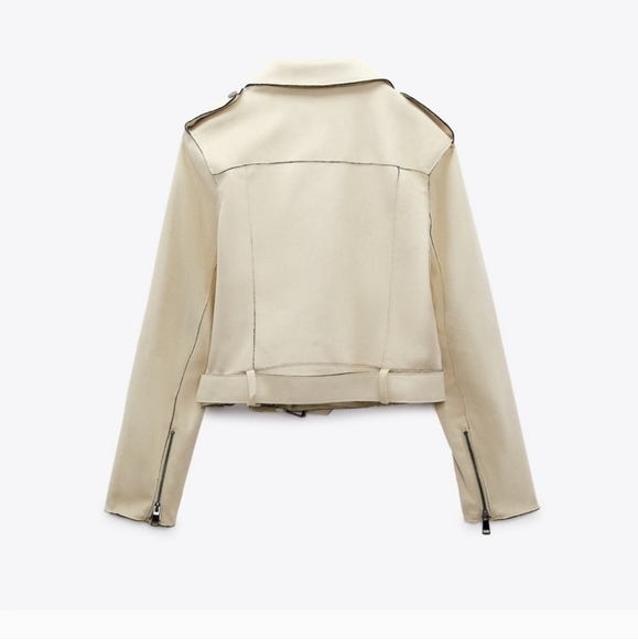 NWOT ZARA FAUX LEATHER MOTO JACKET- Size medium - Picture 3 of 7